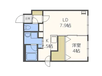 QUALIA東札幌(1LDK/2階)の間取り写真