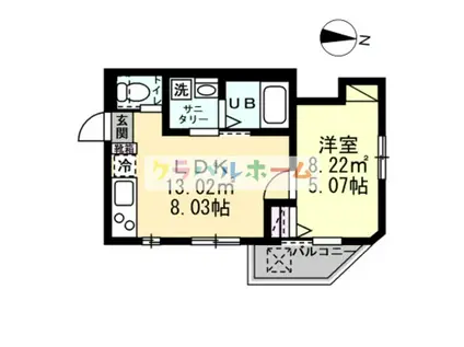 LUXE木川西(1LDK/3階)の間取り写真