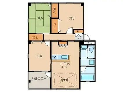 AS-ハウス(3LDK/3階)の間取り写真