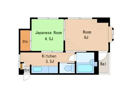 サクラハウス(2K/1階)の間取り写真