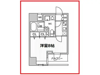 ジェノヴィア浅草橋IIスカイガーデン(1K/8階)の間取り写真