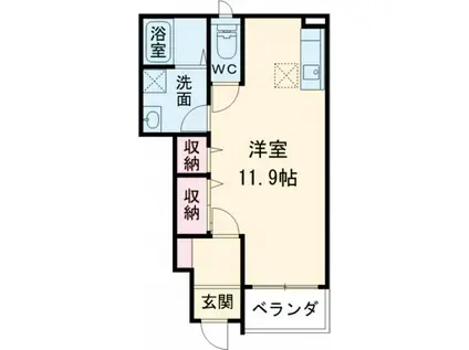 アメニティ―ハウス(ワンルーム/1階)の間取り写真
