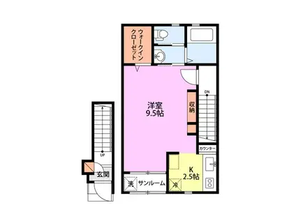 ESTATE-KEI(1K/2階)の間取り写真