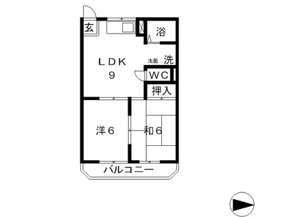 プチパール77B棟(2DK/2階)の間取り写真