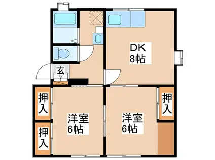 シティハイムタカシマB(2DK/1階)の間取り写真