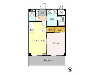 パステルサンライズ(1LDK/4階)の間取り写真