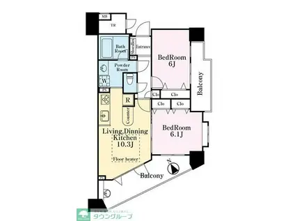 ラングマンション立川(2LDK/2階)の間取り写真