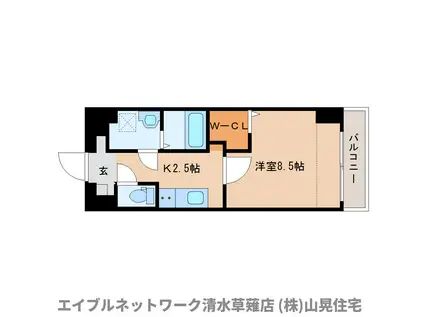 プランドールM(1K/4階)の間取り写真