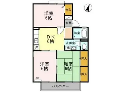 エンデバーみのかみ B棟(3DK/2階)の間取り写真