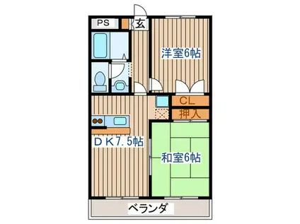 メゾンド加納II(2DK/2階)の間取り写真