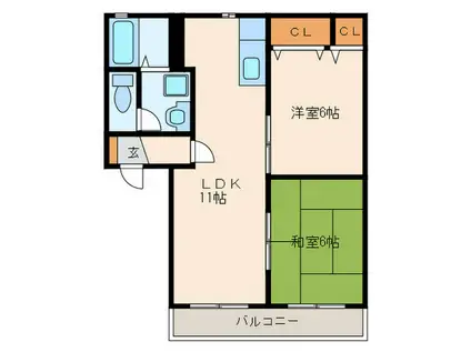 ラ・セゾン華(2LDK/2階)の間取り写真