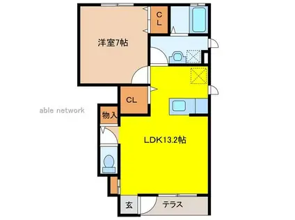 フレーズIII(1LDK/1階)の間取り写真