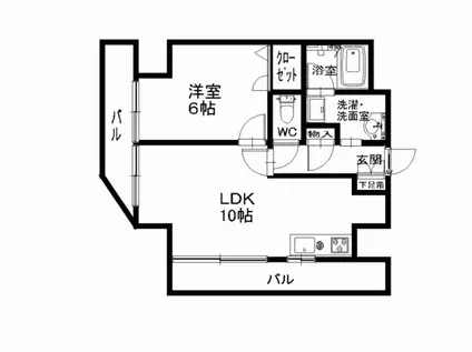 クロッサMS(1LDK/4階)の間取り写真