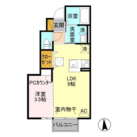 ソレイユ(1LDK/1階)の間取り写真