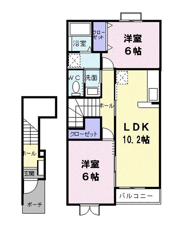 メゾン清里(2LDK/2階)の間取り写真
