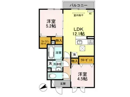 PRECIO野里(2LDK/1階)の間取り写真