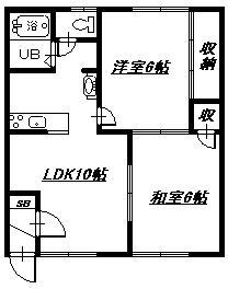 ノースシティI(2LDK/2階)の間取り写真