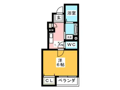 ヴィラ ボヌール(1K/1階)の間取り写真