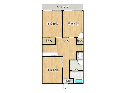 菊ハイツ(3DK/4階)の間取り写真