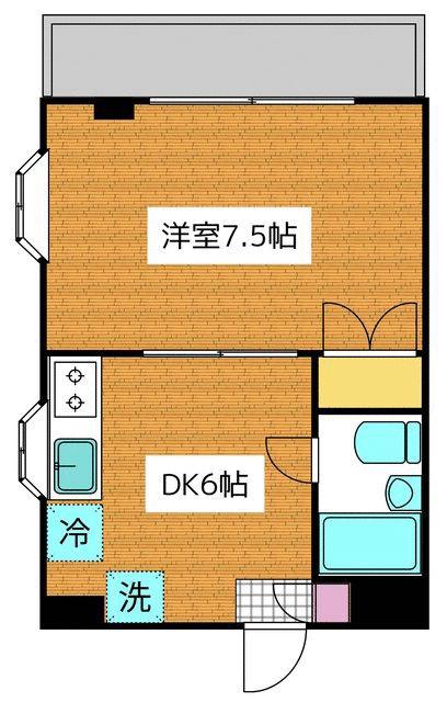 あけぼのSSビル(1DK/2階)の間取り写真
