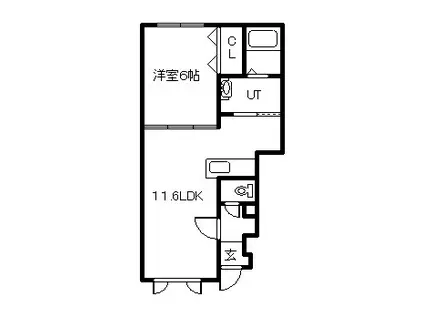  ヴェルヒュッテ留萌本町(1LDK/1階)の間取り写真