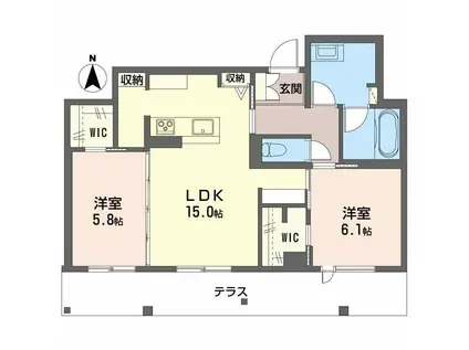 リヴィエール富沢(2LDK/1階)の間取り写真
