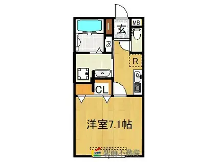 シュエット(1K/1階)の間取り写真