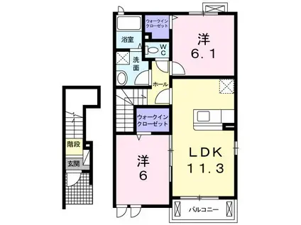 エレガンシア セターレ(2LDK/2階)の間取り写真