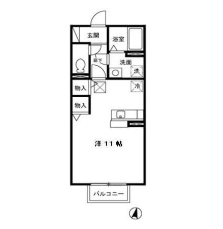 モナリエ川上(ワンルーム/1階)の間取り写真