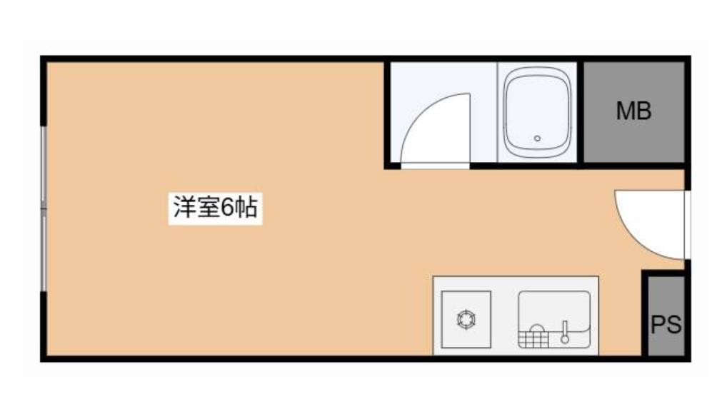 千鳥川ドミトリー(ワンルーム/1階)の間取り写真