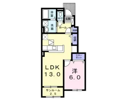 アズーロ(1LDK/1階)の間取り写真