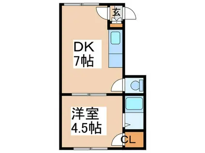 中神マンション(1DK/4階)の間取り写真