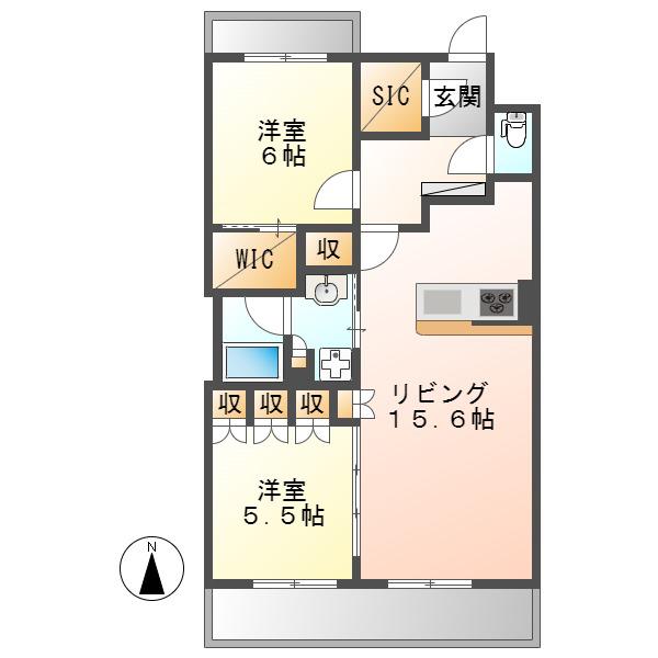 ベルヴュコート名古屋則武(2LDK/9階)の間取り写真