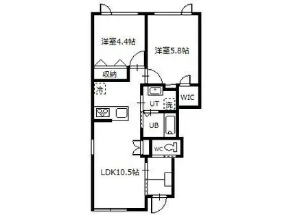 グランテイク22(2LDK/1階)の間取り写真