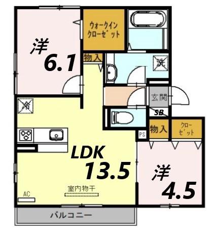 ラ・ヴェール鈴蘭(2LDK/3階)の間取り写真