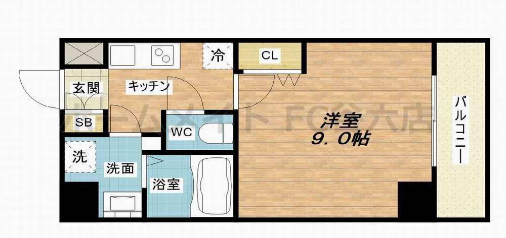 ブリランテ都島(1K/2階)の間取り写真
