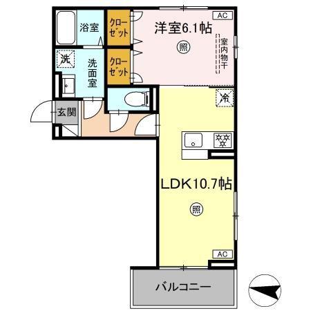 サニーサイド幸町II(1LDK/3階)の間取り写真