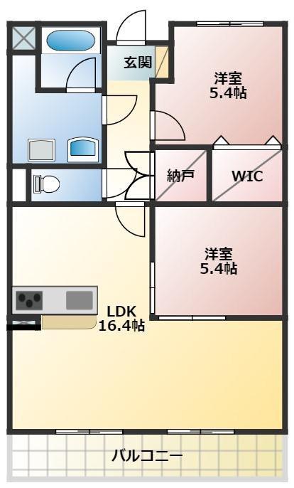 メルヴェーユ(2LDK/1階)の間取り写真
