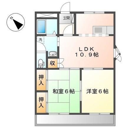 コーポ清和(2LDK/3階)の間取り写真