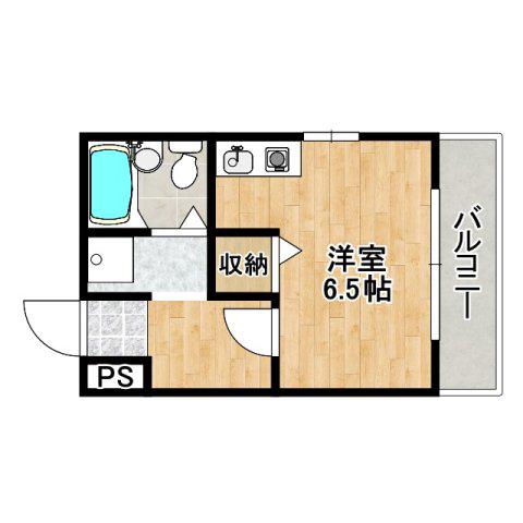 阪神本線 千船駅 徒歩6分 5階建 築32年(ワンルーム/4階)の間取り写真