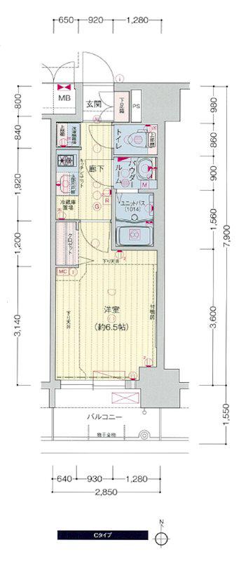 プレサンスNAGOYA本陣(1K/3階)の間取り写真