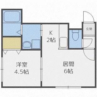 FKHILLS南4条(1LDK/2階)の間取り写真