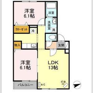 ラ・ポールA(2LDK/1階)の間取り写真