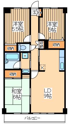 グレンツェント・ハイム相模大野(3LDK/2階)の間取り写真