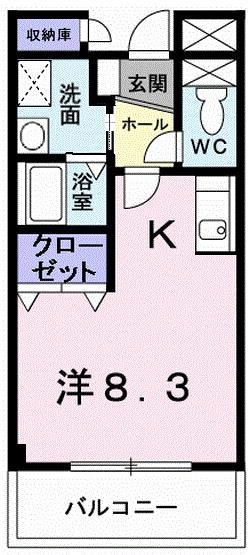 ラポールセタ(ワンルーム/3階)の間取り写真