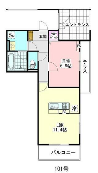 ホワイト・ローズ(1LDK/1階)の間取り写真