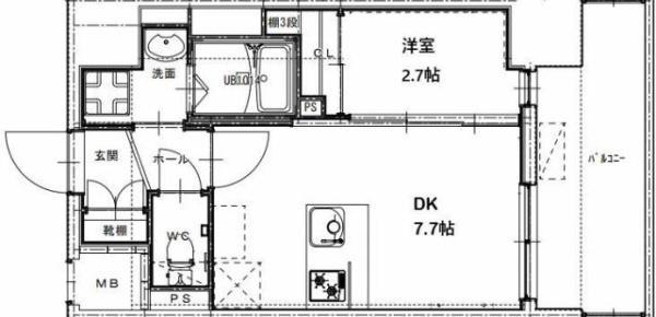RESIDENCE花畑(1DK/9階)の間取り写真