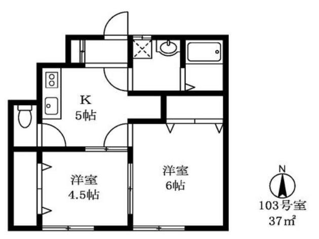 ラフィーネ田園調布(2K/1階)の間取り写真