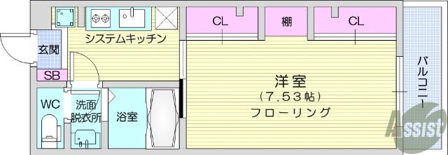 リブリ・はやちね1号館(1K/1階)の間取り写真