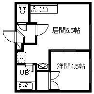 メリット76(1DK/2階)の間取り写真